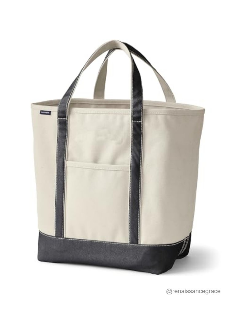 Large Canvas Tote Bag With Snap Pocket Key Strap